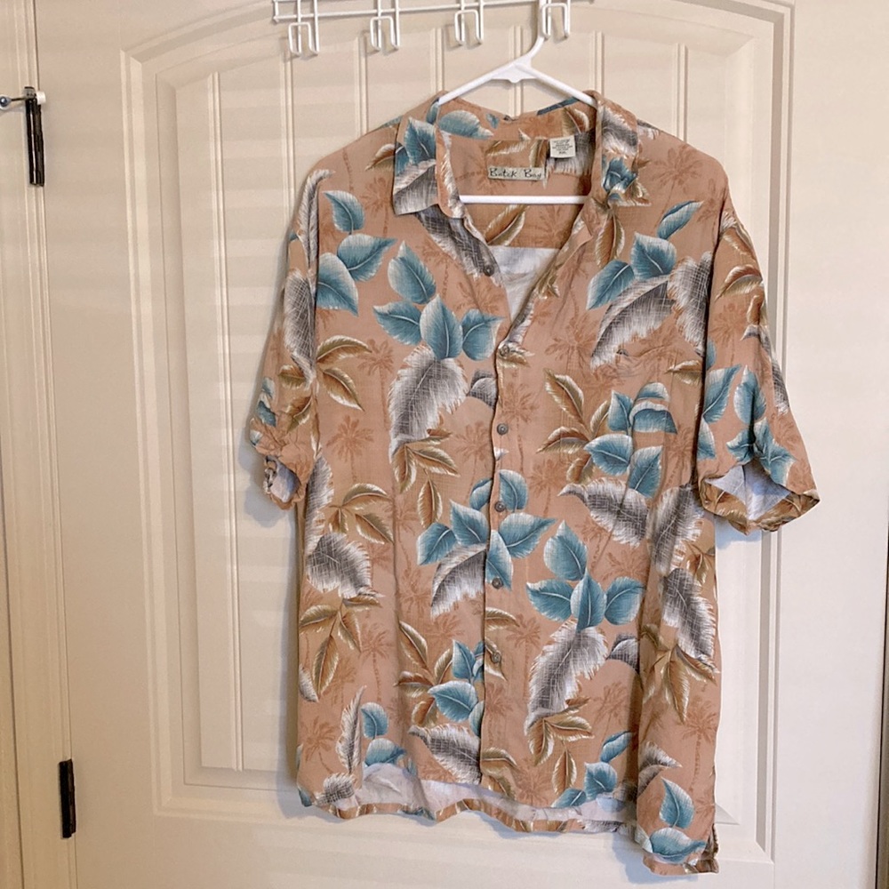 Batik Bay Men’s Size XXL Hawaiian Tropical Leaf Print Shirt Button Down